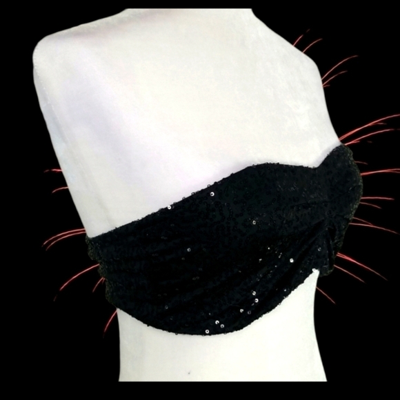 Top Secret Sequin Bandeau Black Size L - Picture 2 of 7